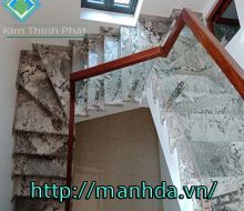 Cầu thang đá hoa cương tự nhiên granite trắng mac ma siêu bền